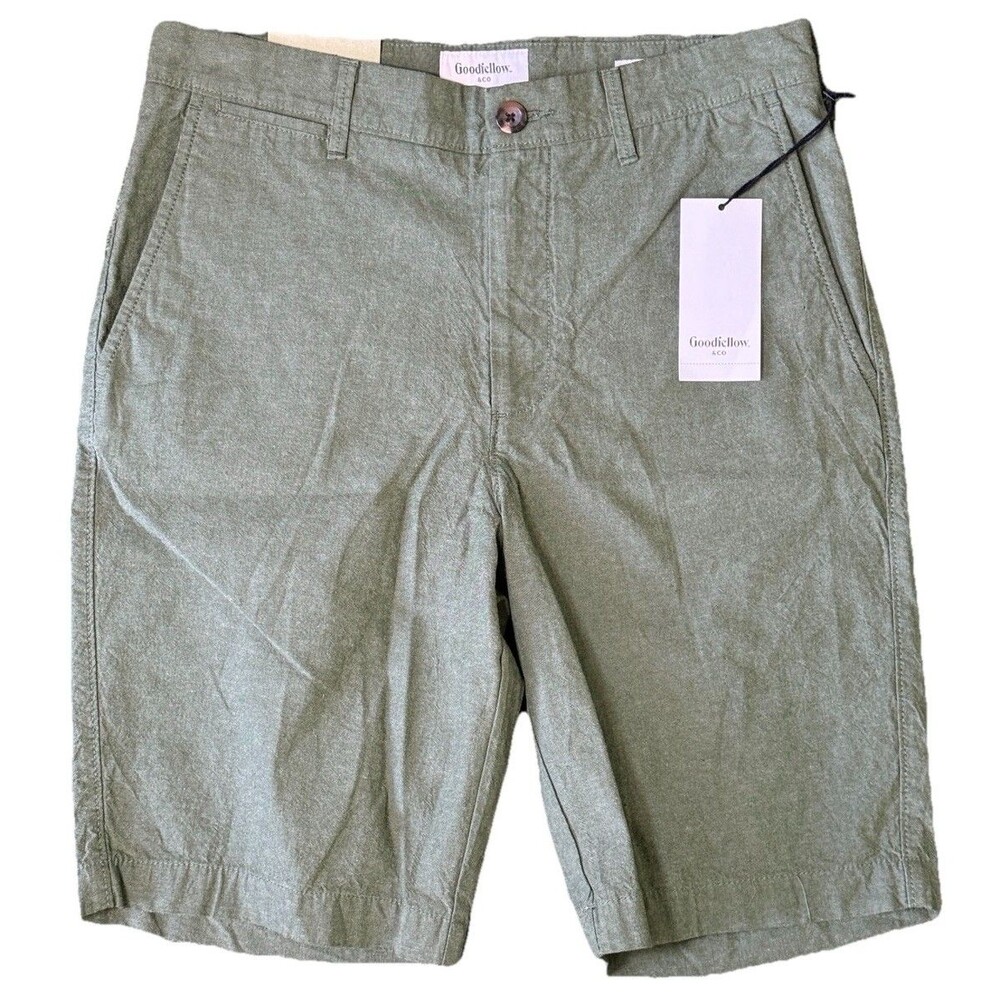 Men’s Olive Green Tailored Chino Shorts Minimalist Resort Summer Size 28 NEW